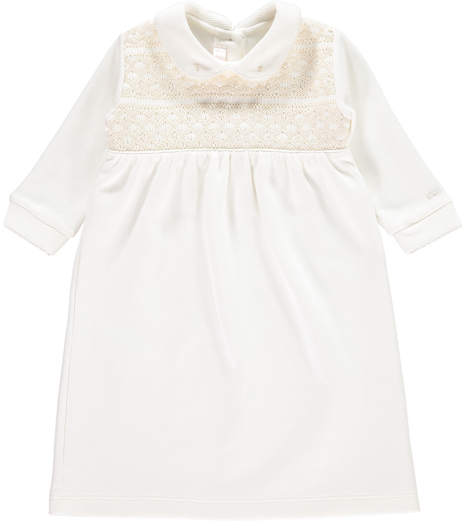 Off White Handsmocked Christening Set - Bebe Bombom