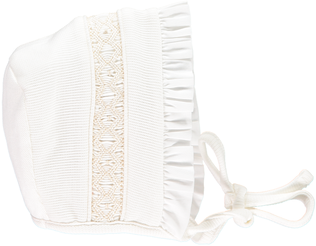 Off White Handsmocked Christening Set - Bebe Bombom