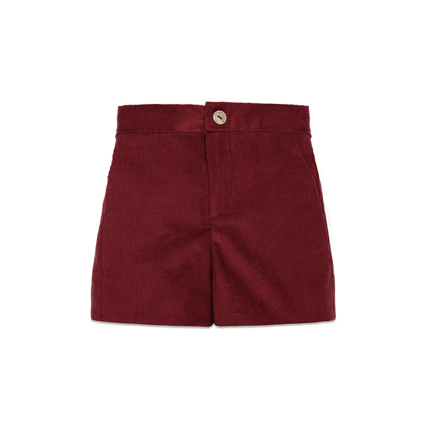 Boys Classic Burgundy Corduroy Shorts - Bebe Bombom