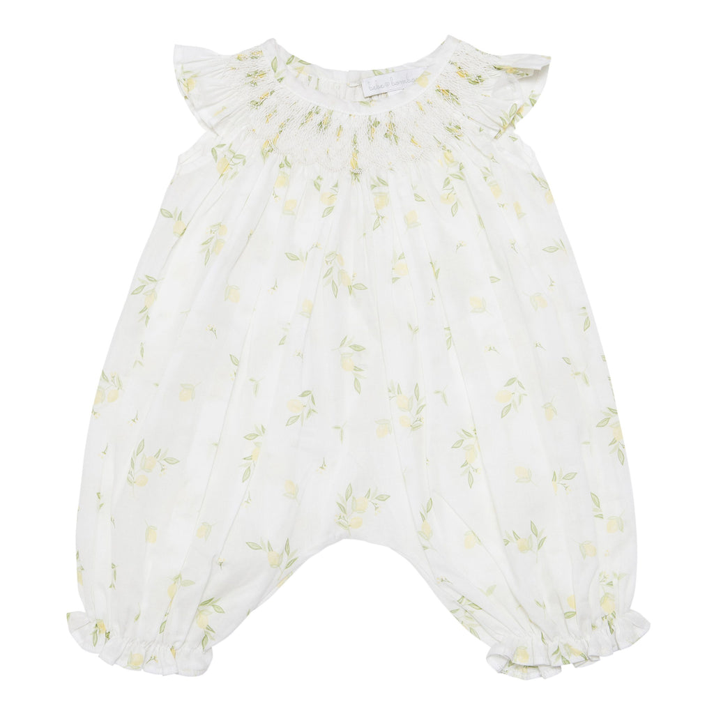 Handsmocked Romper with Lemon Print - Bebe Bombom