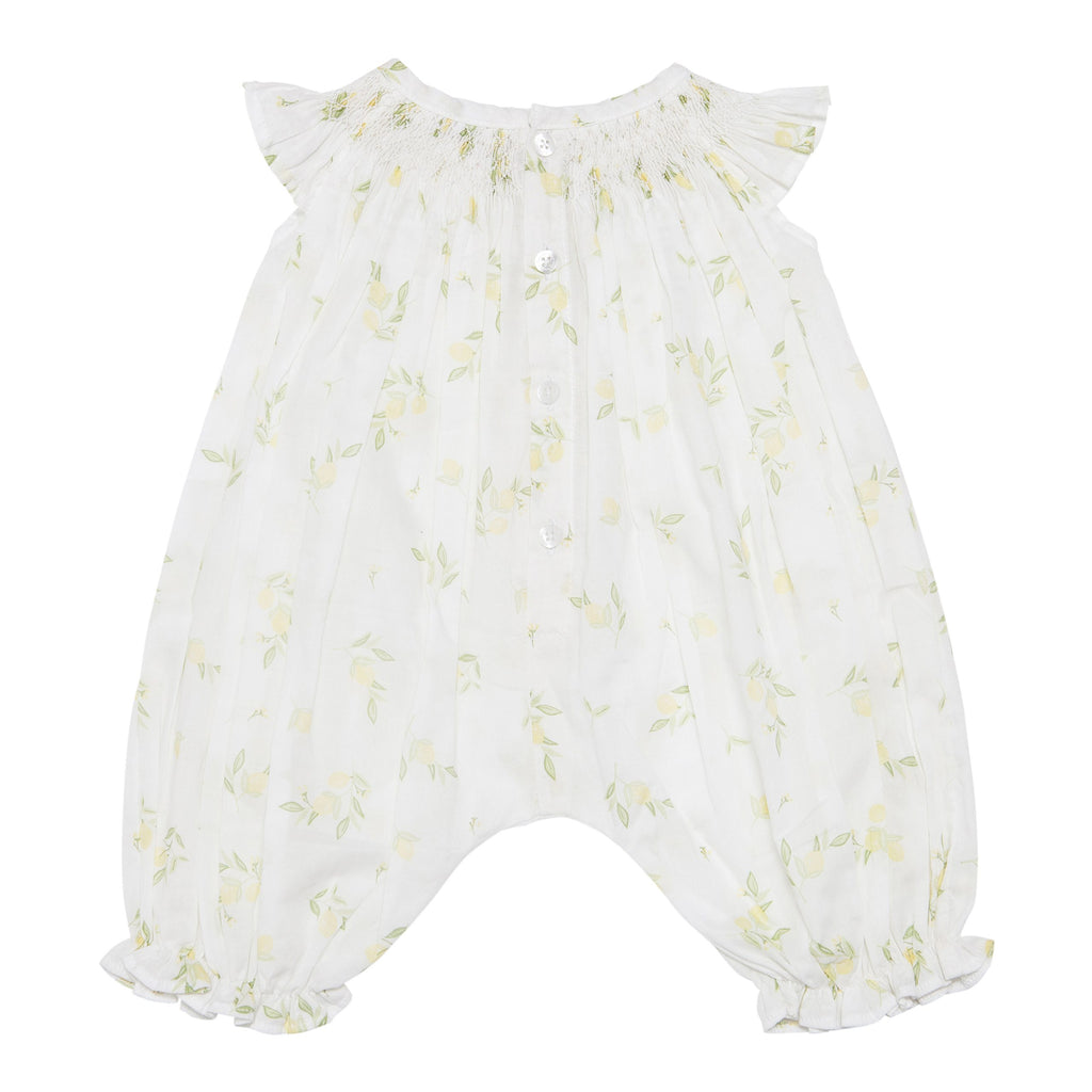 Handsmocked Romper with Lemon Print - Bebe Bombom