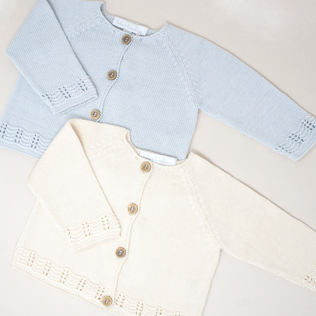 New! Knitted Pima Cotton Cardigan - Cream - Bebe Bombom
