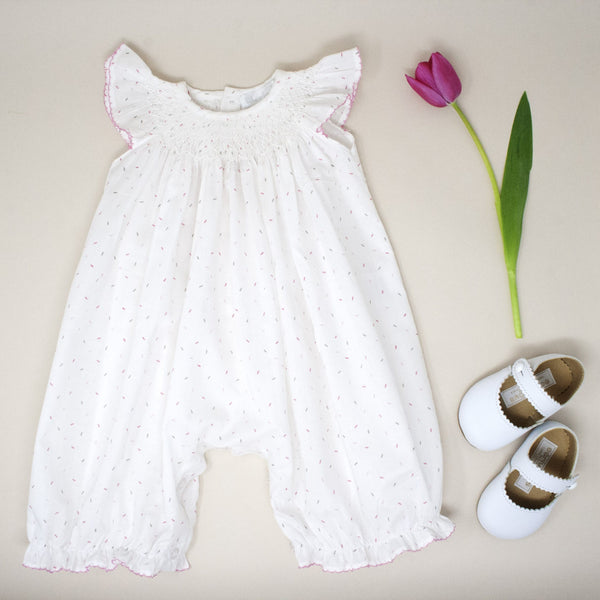 Handsmocked Confetti Romper - Bebe Bombom