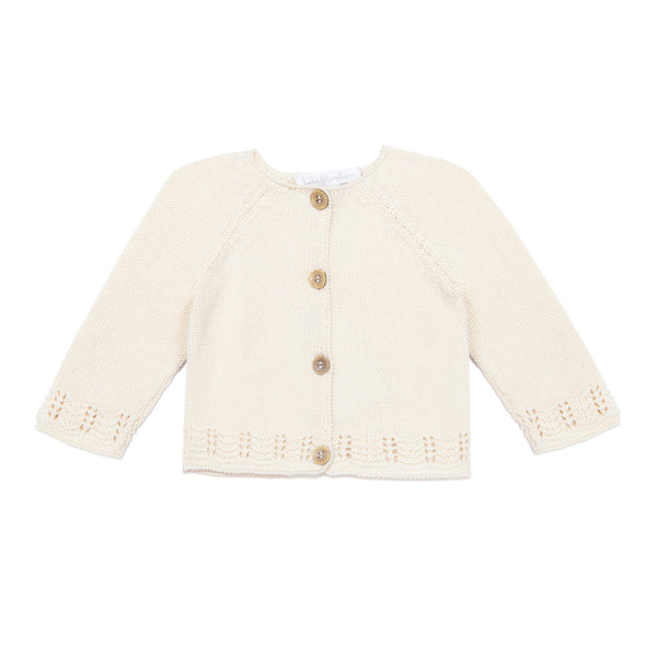 New! Knitted Pima Cotton Cardigan - Cream - Bebe Bombom