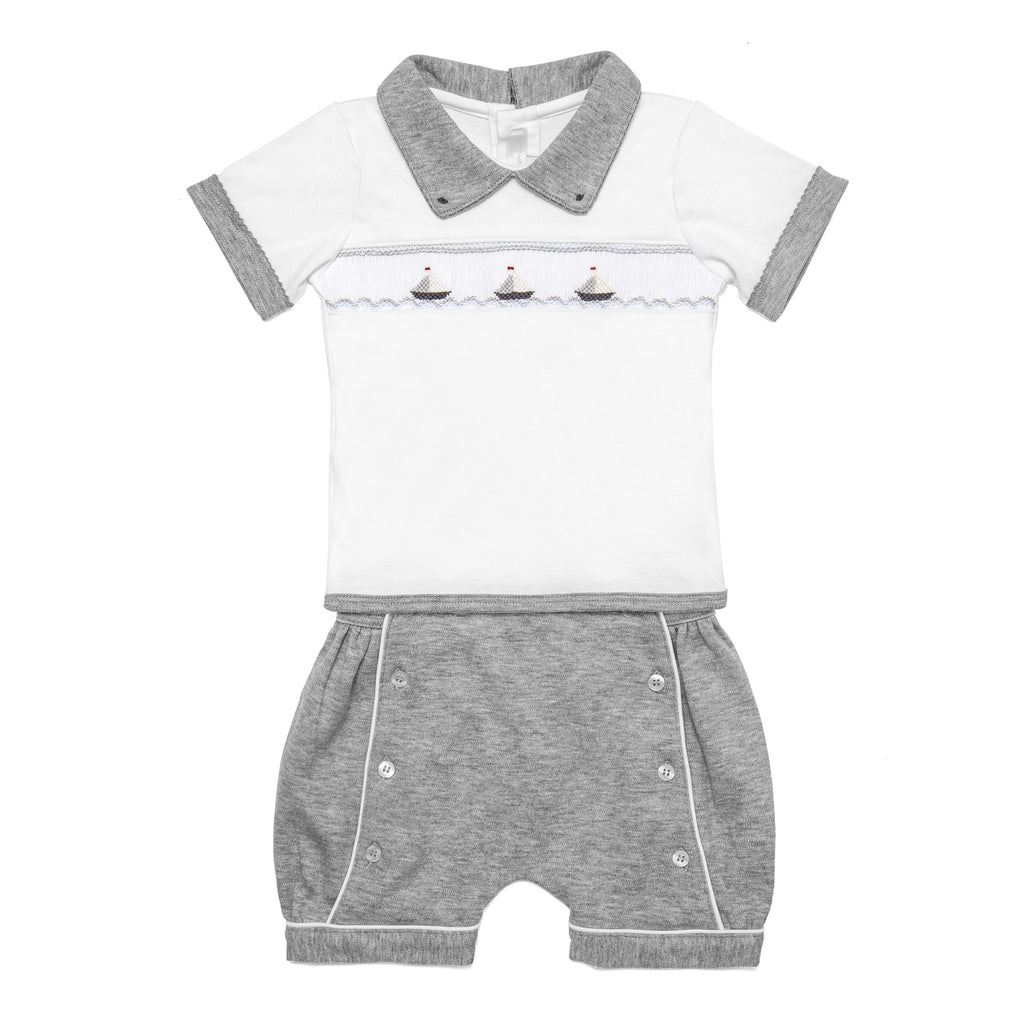Grey Boats Short Set - Bebe Bombom