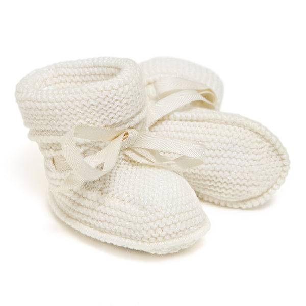 Back in stock! Cream Pima Cotton Baby Booties - Bebe Bombom