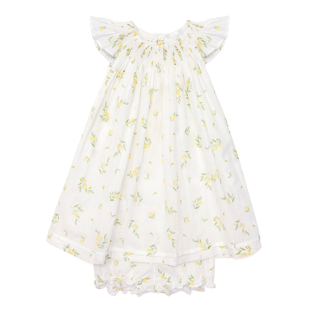 Handsmocked Lemon Dress - Bebe Bombom