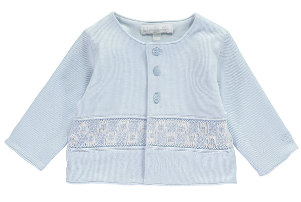 Blue Hand Smocked Cardigan - Bebe Bombom