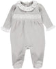 Grey Knitted Pima Cotton Babygrow With Smocked Chest Detail - Bebe Bombom