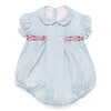 Classic Floral Handsmocked Romper with Peter Pan Collar - Bebe Bombom