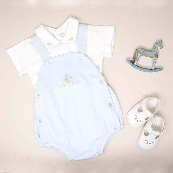 2 Piece Dungaree Set with Polo Embroidery - Bebe Bombom